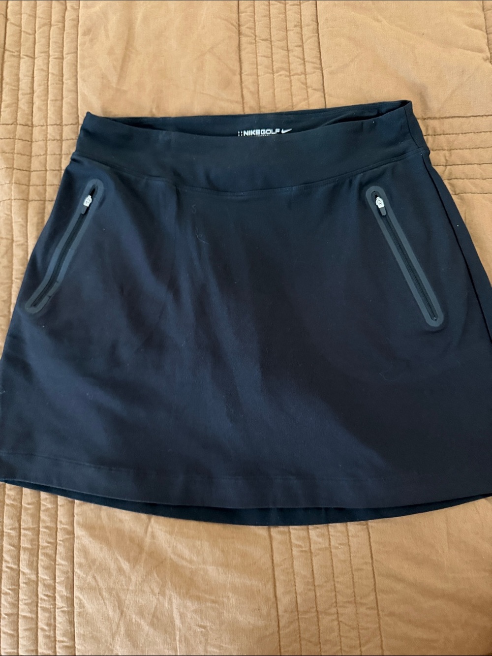 Nike Golf Skort Black Medium Zip Pockets Dri-Fit A-Line Athletic Skirt